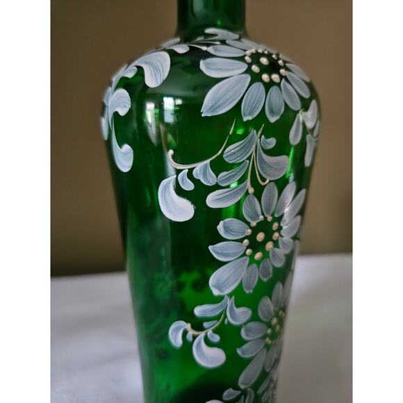 11" Hand Painted Hand Blown Glass Bottle - Picture 7 of 10